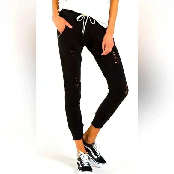 n:PHILANTHROPY | Gravity Distressed Joggers | Black | Size Small | NWT - Picture 1 of 8